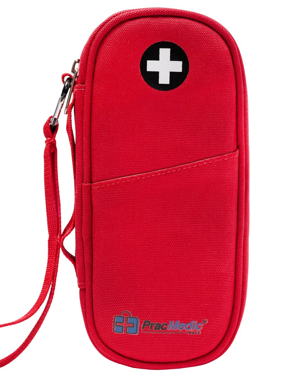 PracMedic Bags Epipen-Aufbewahrungstasche – Isolierte Epi-Pen-Tragetasche für Epipens, Auvi-Q, Inhalator, Allergiemedikamente und Diabeteszubehör – Robuste Notfalltasche für Reisen (Rot)