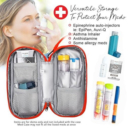 PracMedic Bags Epipen-Aufbewahrungstasche – Isolierte Epi-Pen-Tragetasche für Epipens, Auvi-Q, Inhalator, Allergiemedikamente und Diabeteszubehör – Robuste Notfalltasche für Reisen (Rot)