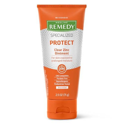Medline Remedy Spezialisierte transparente Zinkoxid-Salbe (2,5 oz Tube), Duftneutral, Schützend, Inkontinenzpflege, Windelausschlag, Nässeschutz, Beruhigend, Hypoallergen, Erwachsene, Kinder
