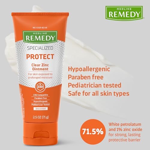Medline Remedy Spezialisierte transparente Zinkoxid-Salbe (2,5 oz Tube), Duftneutral, Schützend, Inkontinenzpflege, Windelausschlag, Nässeschutz, Beruhigend, Hypoallergen, Erwachsene, Kinder