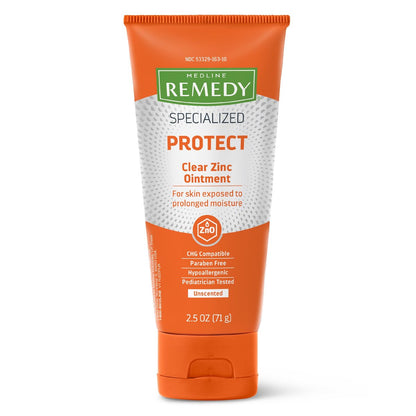 Medline Remedy Spezialisierte transparente Zinkoxid-Salbe (2,5 oz Tube), Duftneutral, Schützend, Inkontinenzpflege, Windelausschlag, Nässeschutz, Beruhigend, Hypoallergen, Erwachsene, Kinder