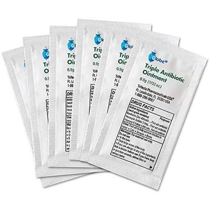 Globe 144 Pack Triple Antibiotika-Salbe 0,9g Einzelpackung, Erste-Hilfe-Set für kleine Kratzer, Wunden, Schnitte und Verbrennungen, beugt Infektionen vor, Wirkstoffe vergleichbar mit Markenführer, Reisegröße