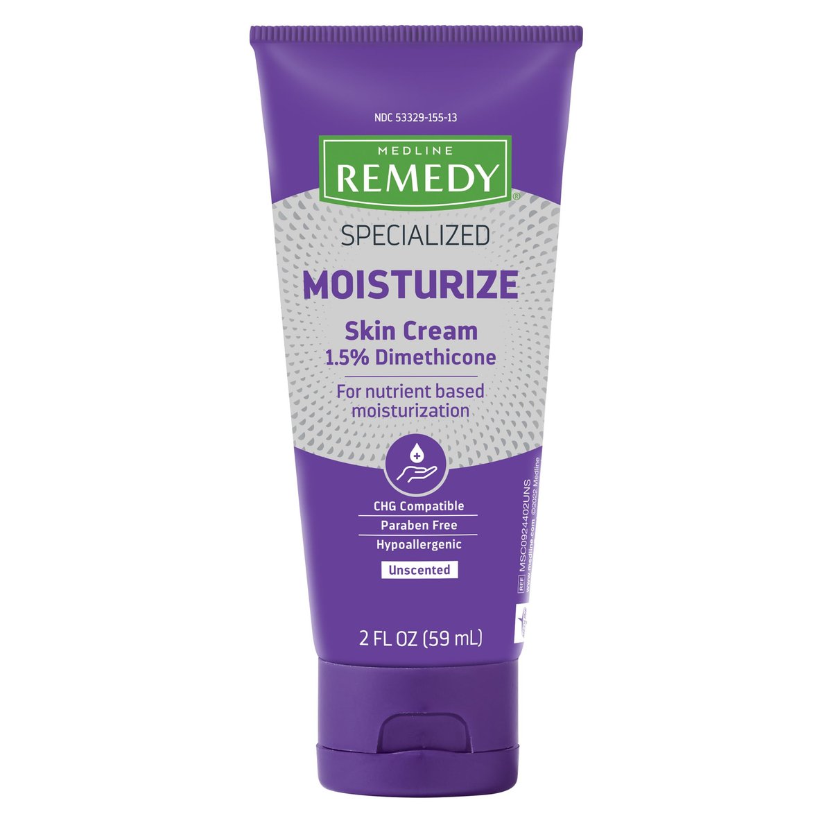 Medline Remedy Spezialisierte Hautcreme, unparfümiert (59 ml), 1,5 % Dimethicon, pflegende Feuchtigkeitscreme für trockene Haut, parabenfrei und hypoallergen, tägliche Lotion für trockene und empfindliche Haut