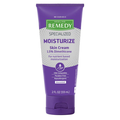 Medline Remedy Spezialisierte Hautcreme, unparfümiert (59 ml), 1,5 % Dimethicon, pflegende Feuchtigkeitscreme für trockene Haut, parabenfrei und hypoallergen, tägliche Lotion für trockene und empfindliche Haut