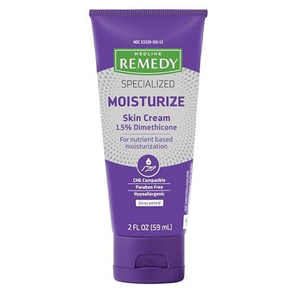 Medline Remedy Spezialisierte Hautcreme, unparfümiert (59 ml), 1,5 % Dimethicon, pflegende Feuchtigkeitscreme für trockene Haut, parabenfrei und hypoallergen, tägliche Lotion für trockene und empfindliche Haut