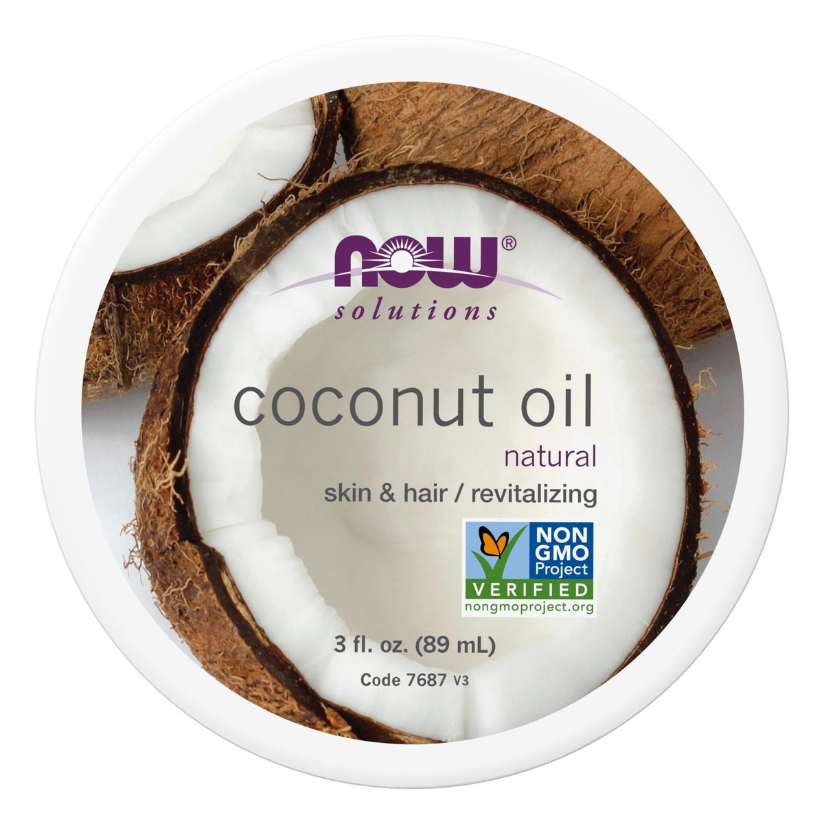 NOW Solutions Kokosöl, natürlich revitalisierend für Haut und Haar, feuchtigkeitsspendender Conditioner, praktische Reisegröße, 89 ml (3 Unzen)