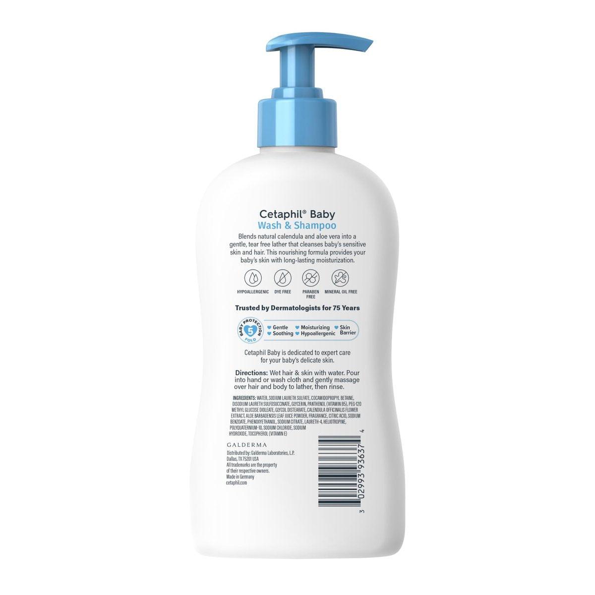 Cetaphil Baby Wash & Shampoo – Tränenfreie, parabenfreie Reinigung, 400 ml (13,5 Fl. Oz)