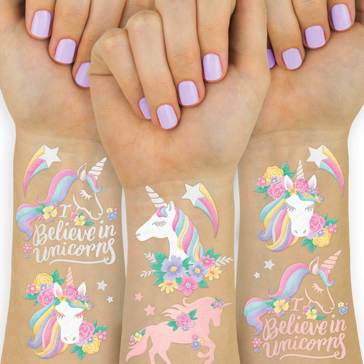 xo, Fetti Einhorn Party Tattoos für Kinder - 26 Motive | Geburtstagsparty-Geschenke, Einhorn-Deko, Halloween-Kostüm