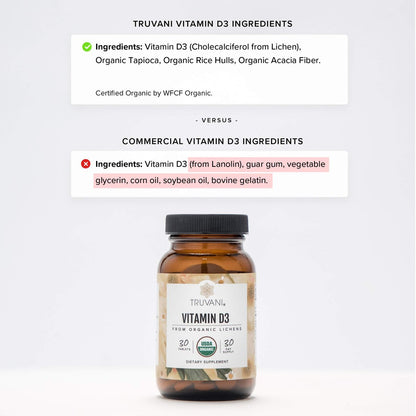 Truvani Bio Vitamin D3 – Pflanzlich, Bio, glutenfrei, vegan – 30 Tabletten für Knochen-, Immun- und Gehirngesundheit