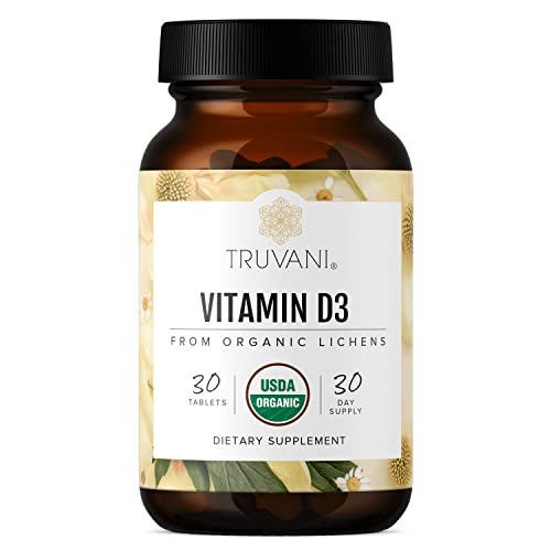 Truvani Bio Vitamin D3 – Pflanzlich, Bio, glutenfrei, vegan – 30 Tabletten für Knochen-, Immun- und Gehirngesundheit