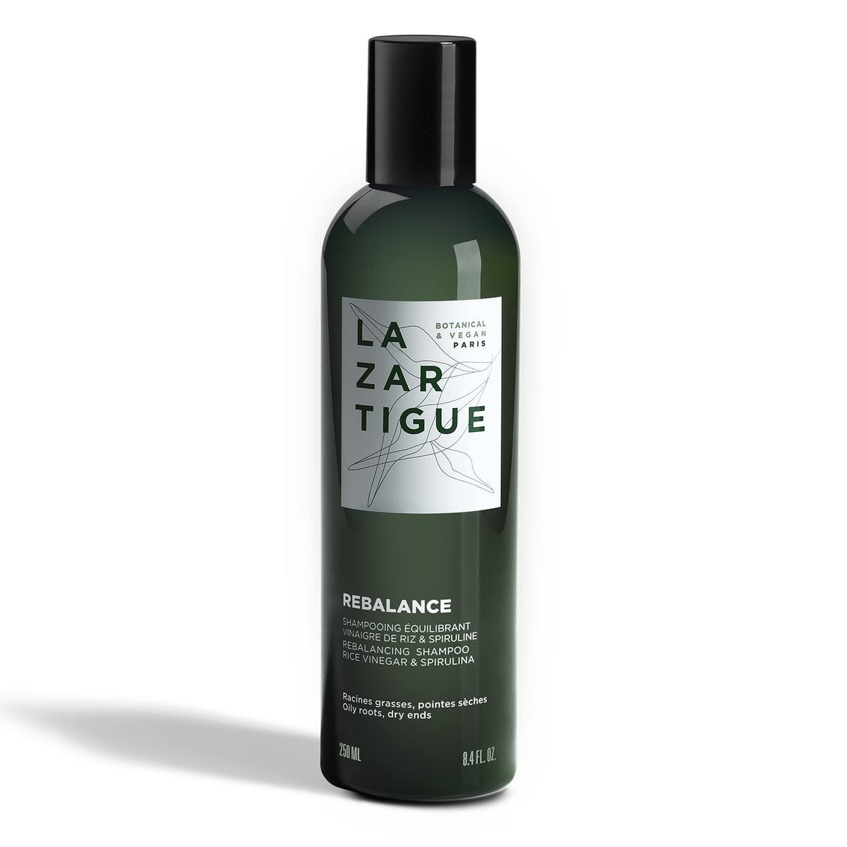 Lazartigue Rebalance Shampoo mit Reisessig & Spirulina – reinigt fettige Ansätze und spendet Feuchtigkeit, vegan, sulfat- & silikonfrei, 250 ml
