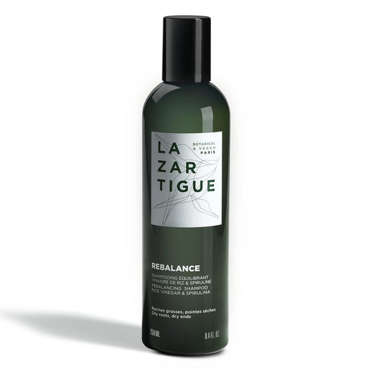 Lazartigue Rebalance Shampoo mit Reisessig & Spirulina – reinigt fettige Ansätze und spendet Feuchtigkeit, vegan, sulfat- & silikonfrei, 250 ml