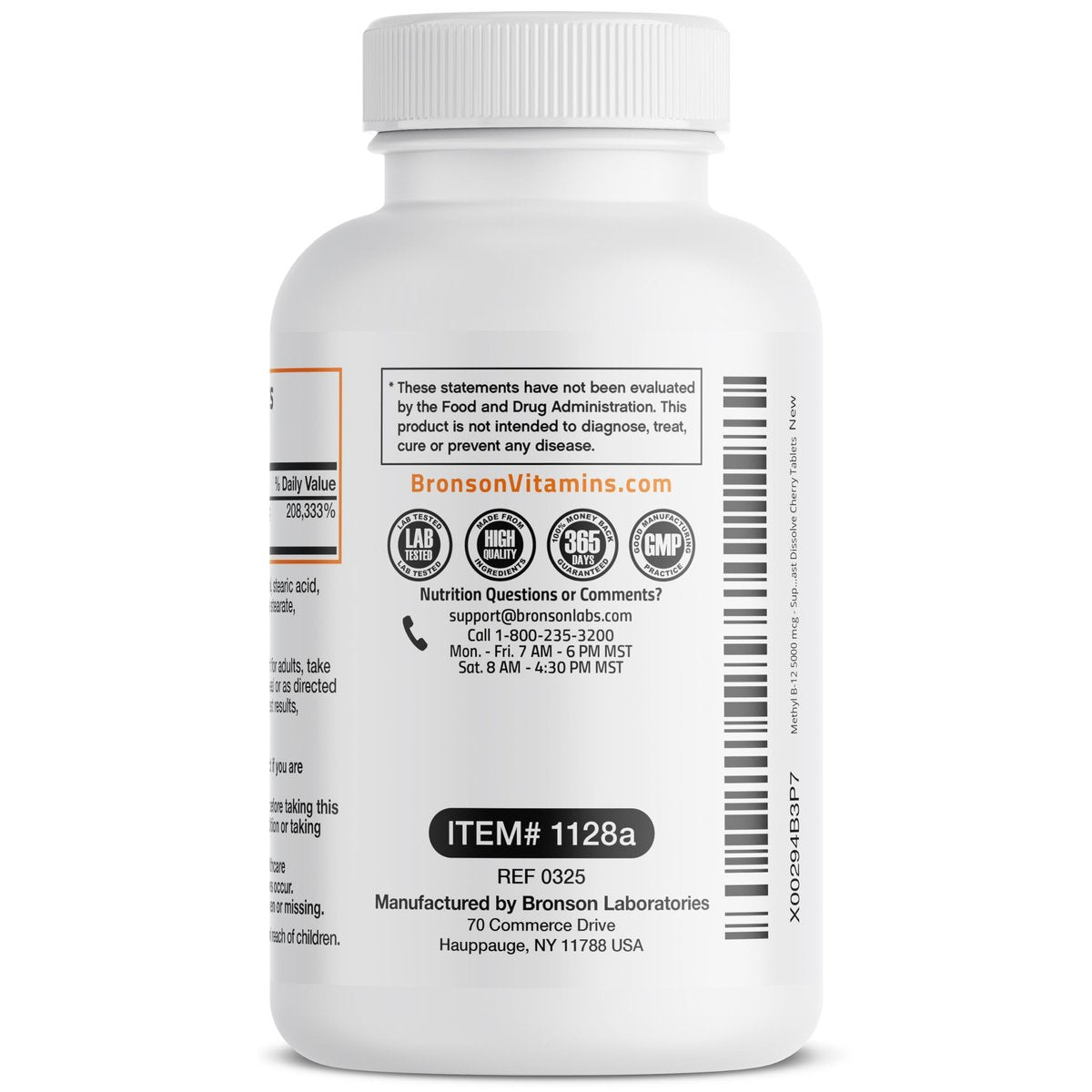 Bronson Methyl B12 5000 mcg – Vitamin B12 Methylcobalamin für Energie & Gehirnunterstützung, 60 Lutschtabletten