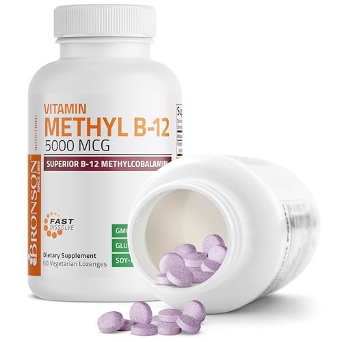 Bronson Methyl B12 5000 mcg – Vitamin B12 Methylcobalamin für Energie & Gehirnunterstützung, 60 Lutschtabletten