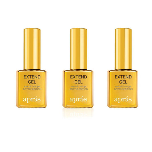 Aprés Extend Gel Gold Bottle Edition, 3er-Pack – Gel-X Tips Kleber, kein Primer oder Bonder nötig (je 15 ml)