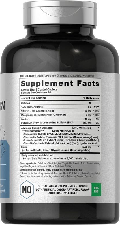 Horbäach Glucosamin Chondroitin MSM mit Curcuma – 180 Kapseln | Dreifach-Stärke-Formel | Nicht-GVO & Glutenfrei