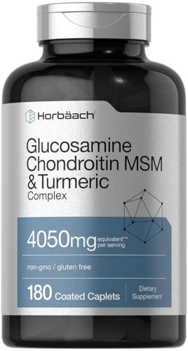 Horbäach Glucosamin Chondroitin MSM mit Curcuma – 180 Kapseln | Dreifach-Stärke-Formel | Nicht-GVO & Glutenfrei
