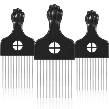 Boao 3er-Pack Metall-Haarpickel Afro Pick Kamm Wig Braid Entwirren Styling Lift Kamm für Frauen, Männer Lockiges Haar Styling