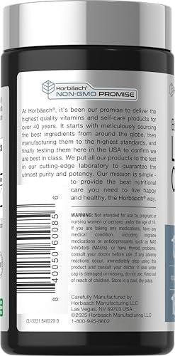 Horbäach Lithium Orotat 130 mg | 180 Kapseln | Nicht-GVO, glutenfrei, vegan | 5 mg bioverfügbares elementares Lithium