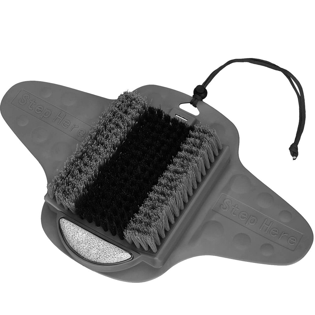 BESKAR Fußpflege-Bürstenmatte mit Bimsstein – Fußreiniger, Hornhautentferner & Peeling für die Dusche oder Badewanne – Rutschfeste Saugnäpfe – Grau