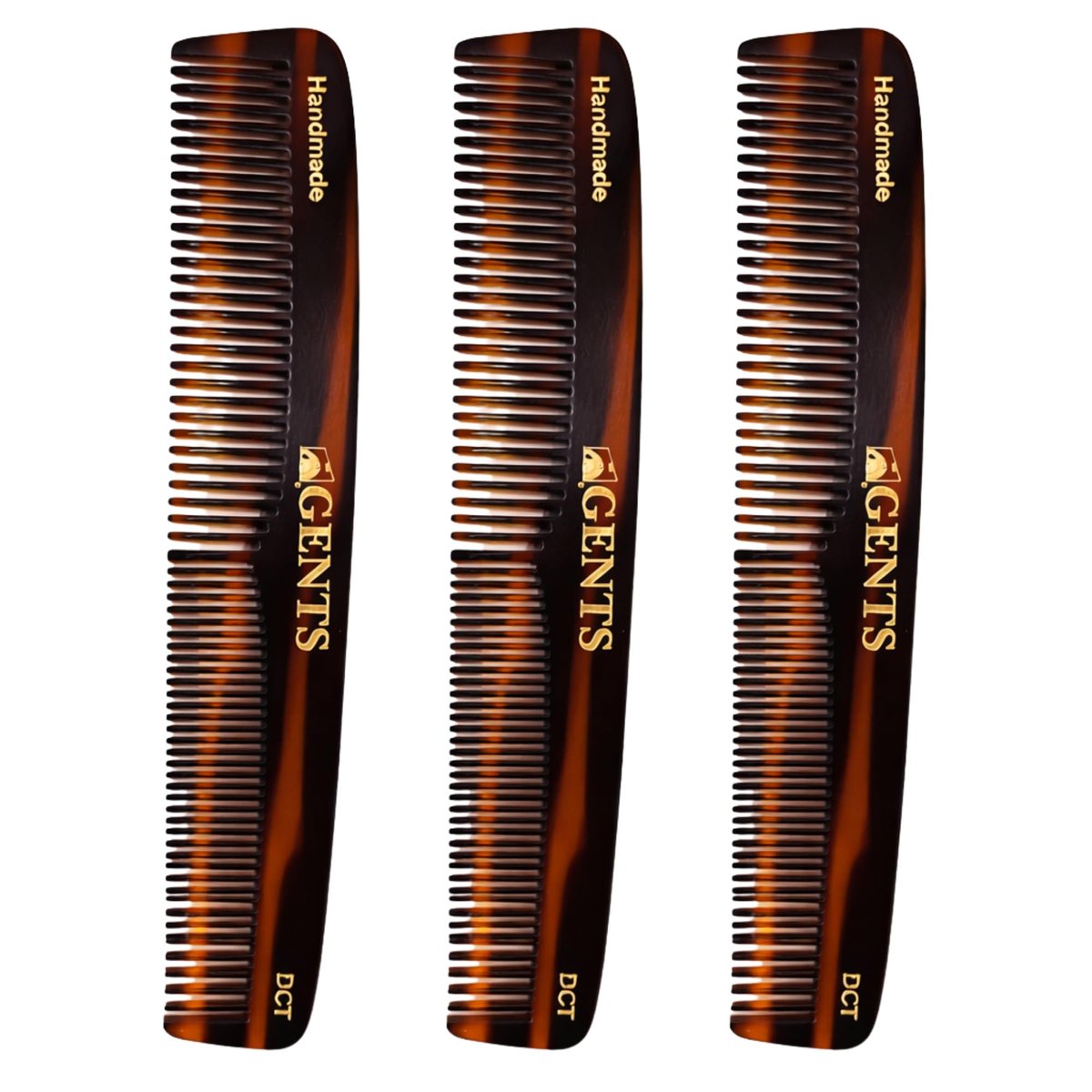 GENTS 7-Zoll Schildpatt-Haarkämme, 3er-Pack, Allzweck-Frisier-, Styling- und Entwirrungskämme für Friseure, Stylisten und die tägliche Haarpflege für Damen und Herren, Celluloseacetat