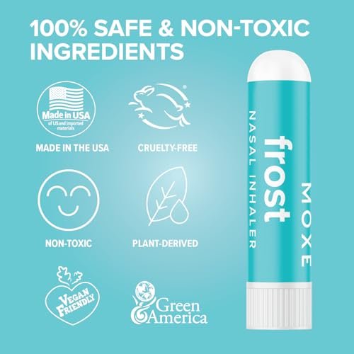 MOXE Frost - Energie-Aromatherapie-Naseninhalator - Lindert Kopfschmerzen, steigert Fokus & Energie - Kühlender Sinus-Blaster mit Pfefferminz, Eukalyptus & Wintergrün ätherischen Ölen - USA (1er-Pack)