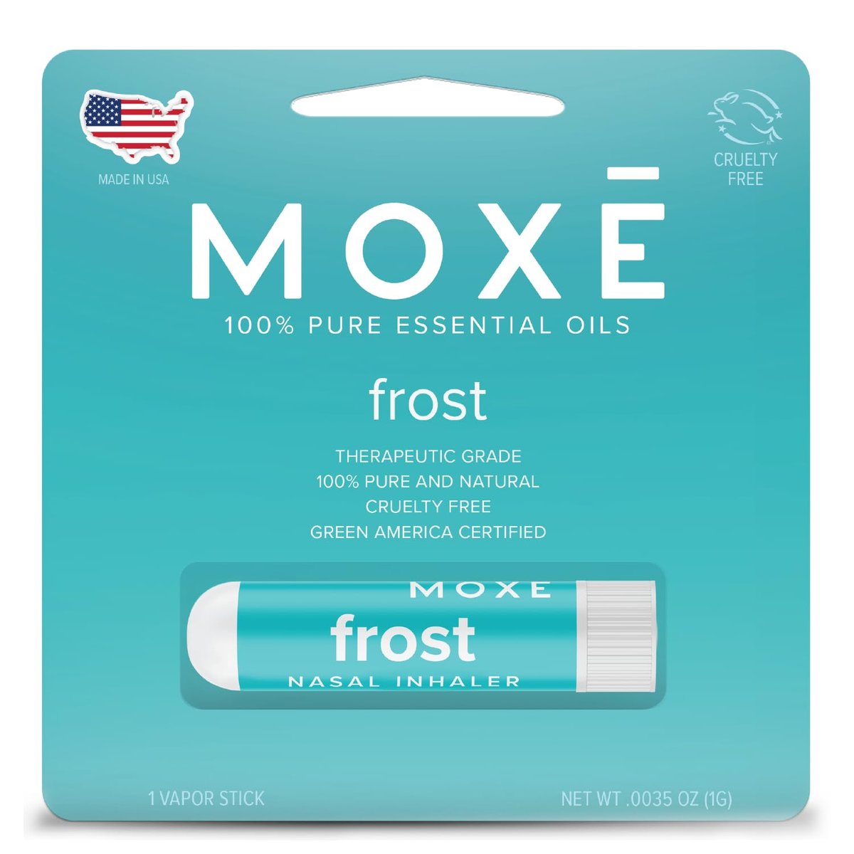 MOXE Frost - Energie-Aromatherapie-Naseninhalator - Lindert Kopfschmerzen, steigert Fokus & Energie - Kühlender Sinus-Blaster mit Pfefferminz, Eukalyptus & Wintergrün ätherischen Ölen - USA (1er-Pack)