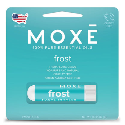 MOXE Frost - Energie-Aromatherapie-Naseninhalator - Lindert Kopfschmerzen, steigert Fokus & Energie - Kühlender Sinus-Blaster mit Pfefferminz, Eukalyptus & Wintergrün ätherischen Ölen - USA (1er-Pack)