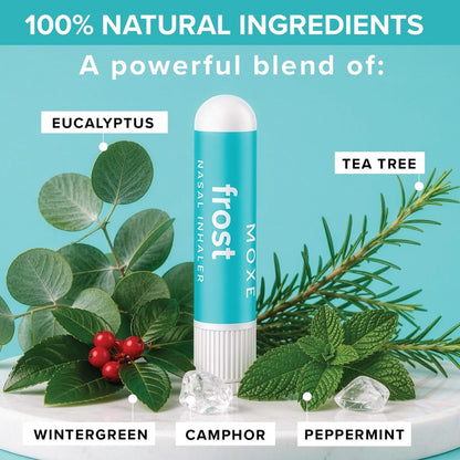 MOXE Frost - Energie-Aromatherapie-Naseninhalator - Lindert Kopfschmerzen, steigert Fokus & Energie - Kühlender Sinus-Blaster mit Pfefferminz, Eukalyptus & Wintergrün ätherischen Ölen - USA (1er-Pack)