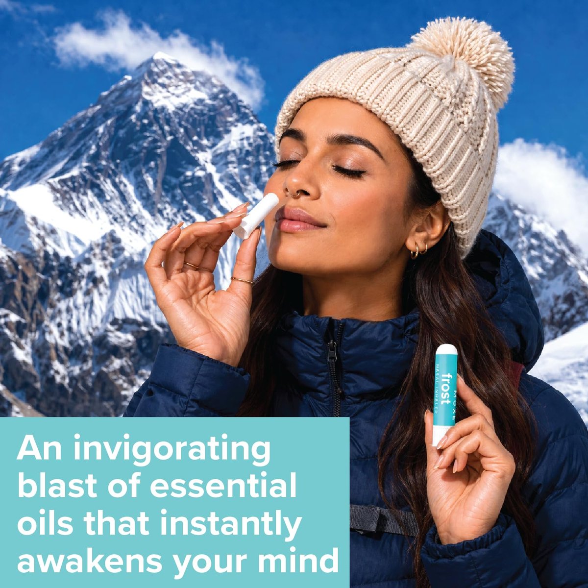 MOXE Frost - Energie-Aromatherapie-Naseninhalator - Lindert Kopfschmerzen, steigert Fokus & Energie - Kühlender Sinus-Blaster mit Pfefferminz, Eukalyptus & Wintergrün ätherischen Ölen - USA (1er-Pack)