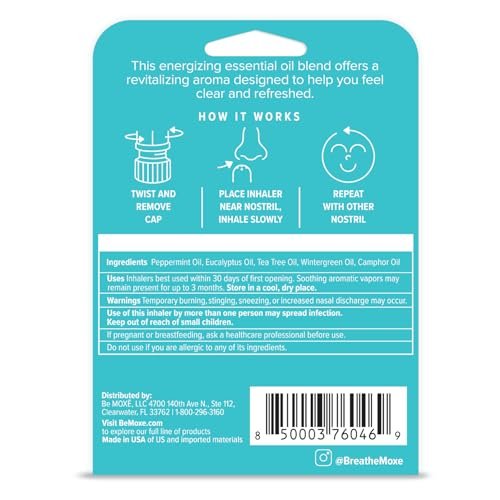 MOXE Frost - Energie-Aromatherapie-Naseninhalator - Lindert Kopfschmerzen, steigert Fokus & Energie - Kühlender Sinus-Blaster mit Pfefferminz, Eukalyptus & Wintergrün ätherischen Ölen - USA (1er-Pack)