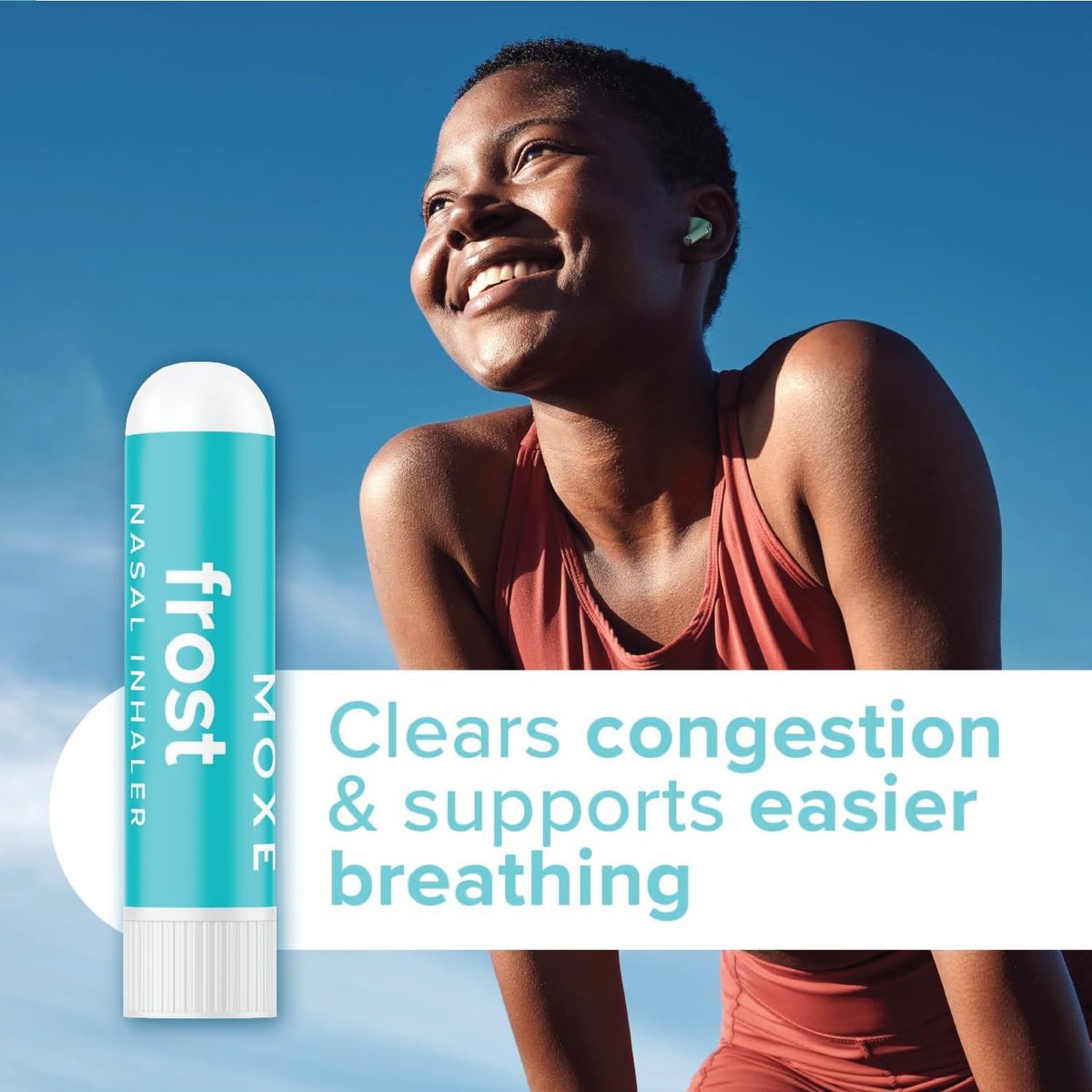 MOXE Frost - Energie-Aromatherapie-Naseninhalator - Lindert Kopfschmerzen, steigert Fokus & Energie - Kühlender Sinus-Blaster mit Pfefferminz, Eukalyptus & Wintergrün ätherischen Ölen - USA (1er-Pack)
