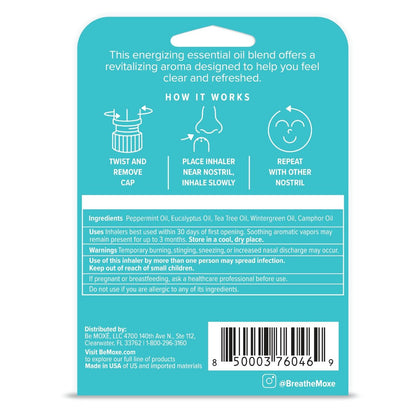 MOXE Frost - Energie-Aromatherapie-Naseninhalator - Lindert Kopfschmerzen, steigert Fokus & Energie - Kühlender Sinus-Blaster mit Pfefferminz, Eukalyptus & Wintergrün ätherischen Ölen - USA (1er-Pack)