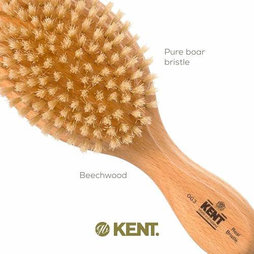Kent OG3 Feine Herren Haarbürste und Gesichtsbürste für Bartpflege - 100% Naturweißborsten Wildschweinborstenbürste für Herrenpflege, Kopfhaut, 360 Wellen und Bartglätter für die Herrenhaarpflege