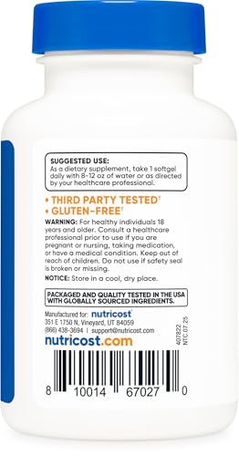 Nutricost Biotin 5.000mcg 150 Softgels – Vitamin B7 – Glutenfrei, Non-GMO