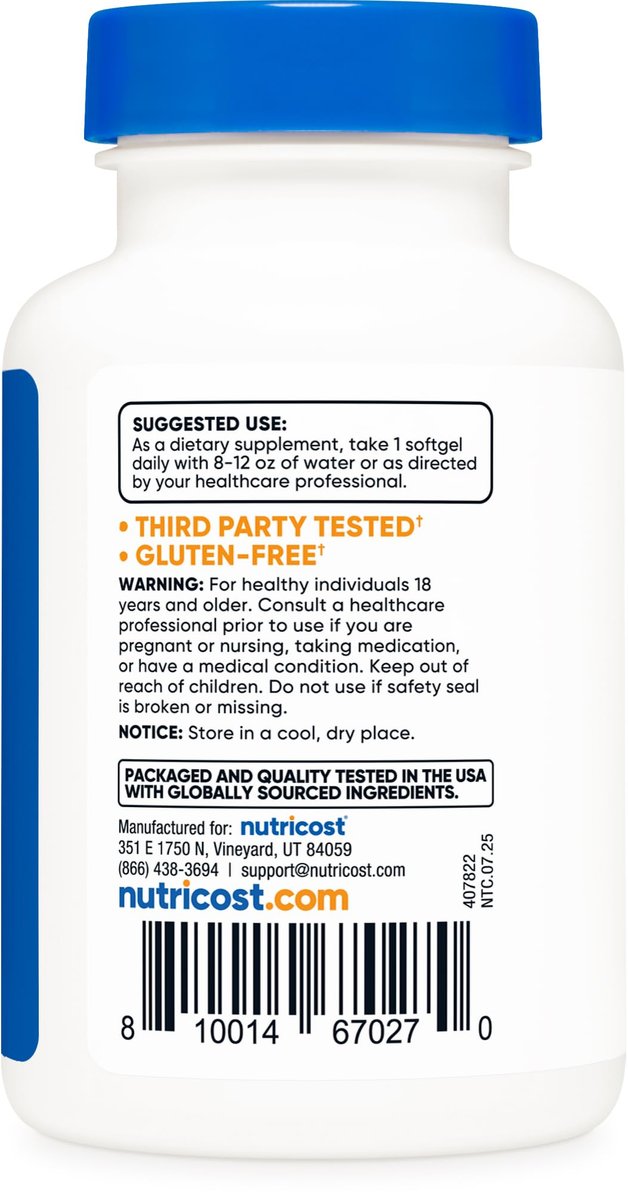 Nutricost Biotin 5.000mcg 150 Softgels – Vitamin B7 – Glutenfrei, Non-GMO
