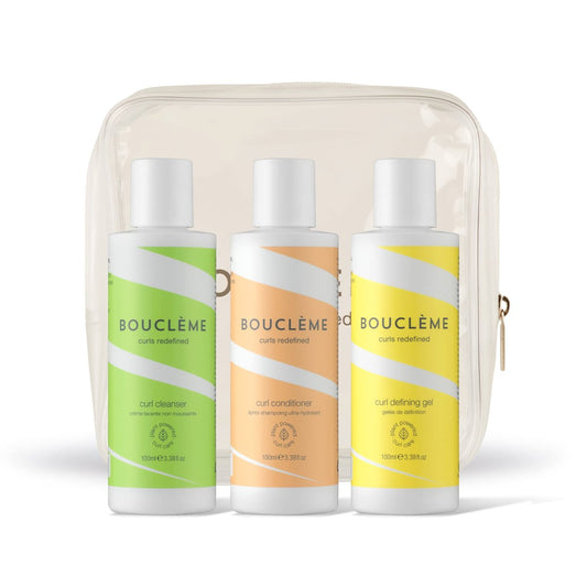 Bouclème Curls Travel Kit – Haarreinigungsmittel, Conditioner & Curl Defining Gel – Schützt & pflegt Locken – Natürlich & vegan – 10,1 fl oz