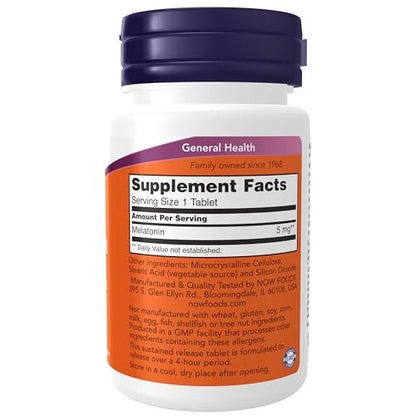 NOW Foods Melatonin 5 mg, Retardiert, für eine 4-stündige Freisetzungsdauer, 120 Tabletten