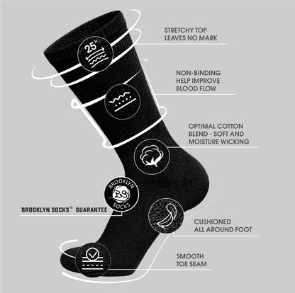 Big and Tall Diabetic Baumwoll-Neuropathie-Crew-Socken, King Size Herren Sport-Crew-Socken (13-16, Schwarz) - 6 Paar