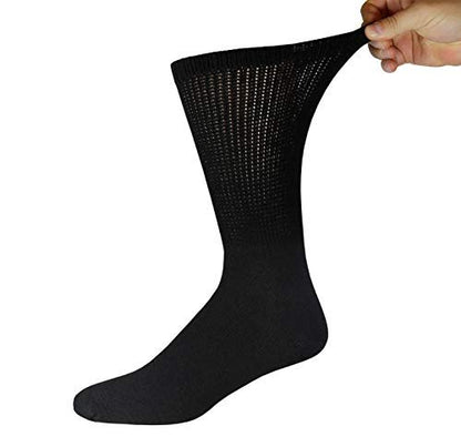 Big and Tall Diabetic Baumwoll-Neuropathie-Crew-Socken, King Size Herren Sport-Crew-Socken (13-16, Schwarz) - 6 Paar