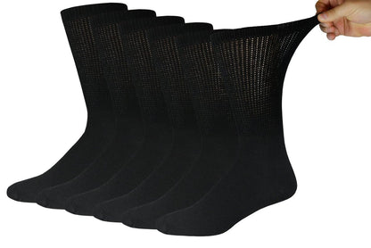 Big and Tall Diabetic Baumwoll-Neuropathie-Crew-Socken, King Size Herren Sport-Crew-Socken (13-16, Schwarz) - 6 Paar