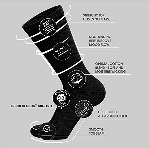 Big and Tall Diabetic Baumwoll-Neuropathie-Crew-Socken, King Size Herren Sport-Crew-Socken (13-16, Schwarz) - 6 Paar