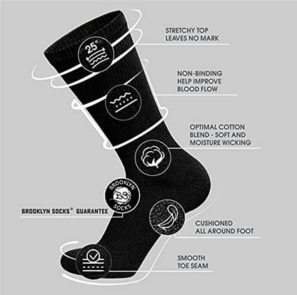 Big and Tall Diabetic Baumwoll-Neuropathie-Crew-Socken, King Size Herren Sport-Crew-Socken (13-16, Schwarz) - 6 Paar