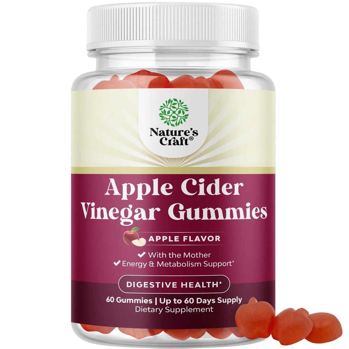 Apfelessig Gummibärchen mit Mutter - Entgiftung & Detox ACV Gummis für Gewichtsverlust, Darmgesundheit, Blähungen, Stoffwechsel & Energieunterstützung - ACV mit Mutter mit B12, B6 & Granatapfel - 60 Stück