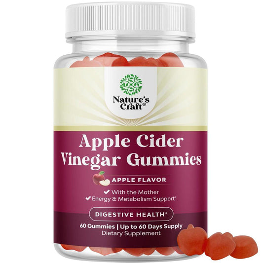 Apfelessig Gummibärchen mit Mutter - Entgiftung & Detox ACV Gummis für Gewichtsverlust, Darmgesundheit, Blähungen, Stoffwechsel & Energieunterstützung - ACV mit Mutter mit B12, B6 & Granatapfel - 60 Stück