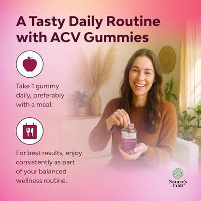 Apfelessig Gummibärchen mit Mutter - Entgiftung & Detox ACV Gummis für Gewichtsverlust, Darmgesundheit, Blähungen, Stoffwechsel & Energieunterstützung - ACV mit Mutter mit B12, B6 & Granatapfel - 60 Stück