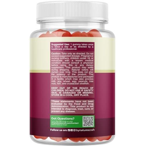 Apfelessig Gummibärchen mit Mutter - Entgiftung & Detox ACV Gummis für Gewichtsverlust, Darmgesundheit, Blähungen, Stoffwechsel & Energieunterstützung - ACV mit Mutter mit B12, B6 & Granatapfel - 60 Stück