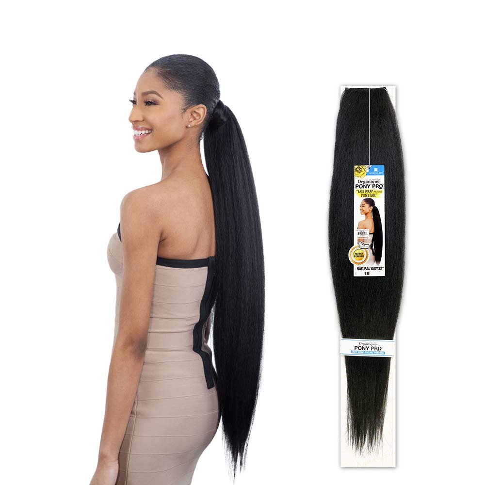 Milky Way Easy Wrap Ponytail Organique Pony Pro Natural Yaky 32" (1) - Echthaar-Qualität in Jet Black