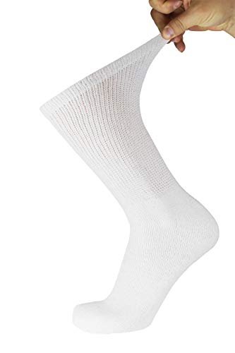 Big and Tall - 6 Paar Diabetische Baumwoll-Neuropathie-Crew-Socken, King-Size Herren Athletic Crew Socken (13-16, Weiß)