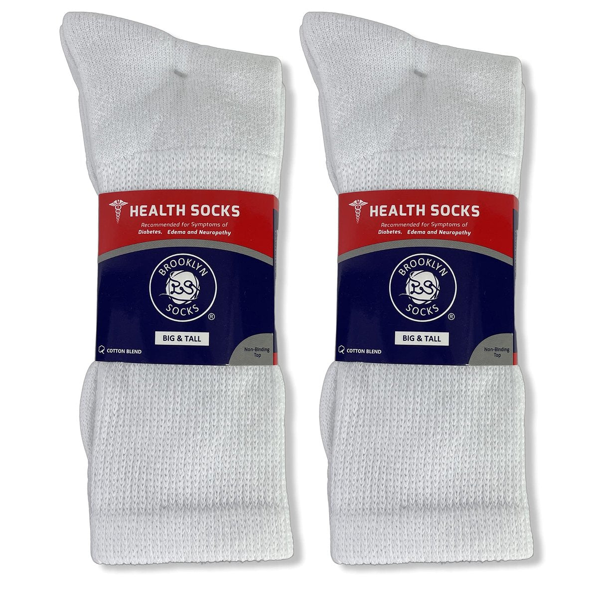 Big and Tall - 6 Paar Diabetische Baumwoll-Neuropathie-Crew-Socken, King-Size Herren Athletic Crew Socken (13-16, Weiß)